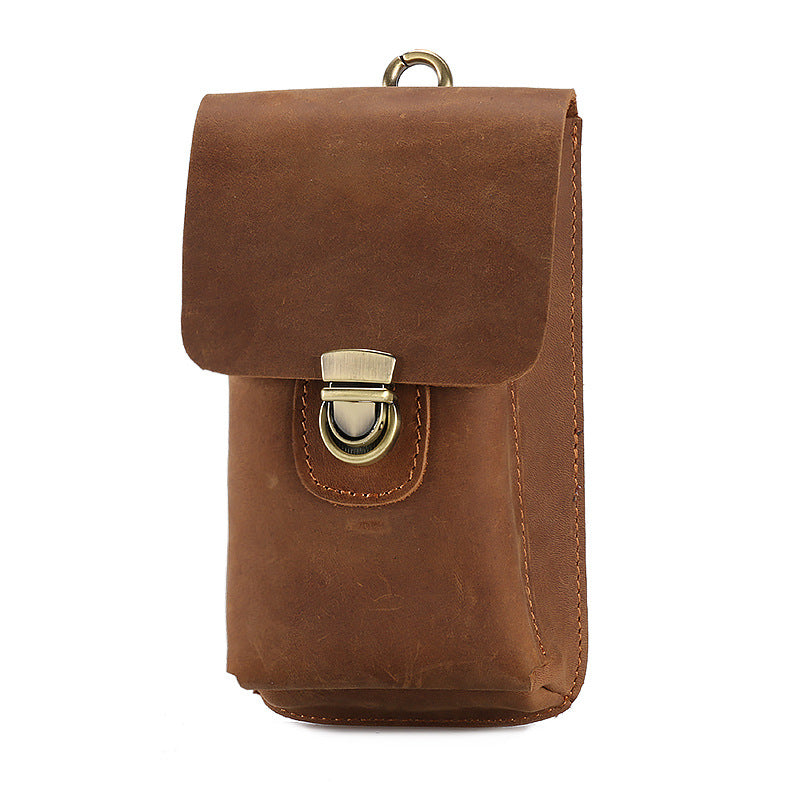 Men's Mobile Vertical Cigarette First Layer Cowhide Phone Bags