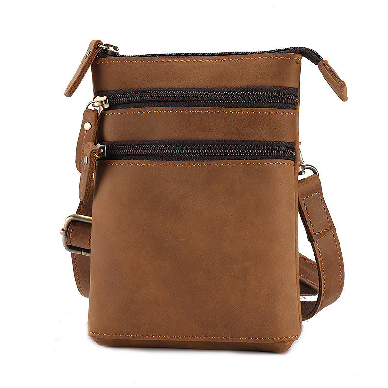 Men's Genuine Leather Crazy Horse Vertical First Bags