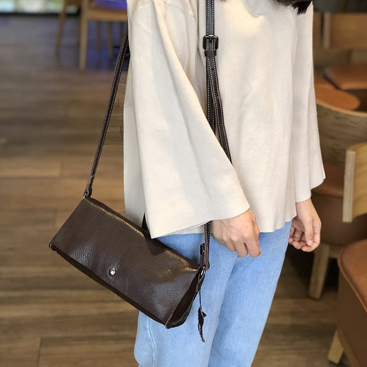 Women's Genuine Leather Korean Style Mori Closed Crossbody Bags