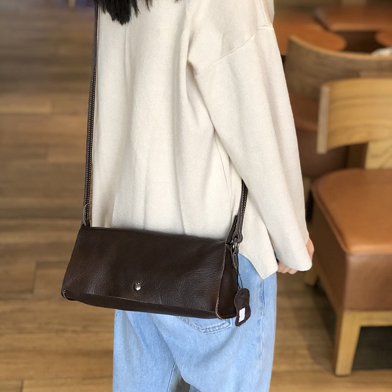 Women's Genuine Leather Korean Style Mori Closed Crossbody Bags