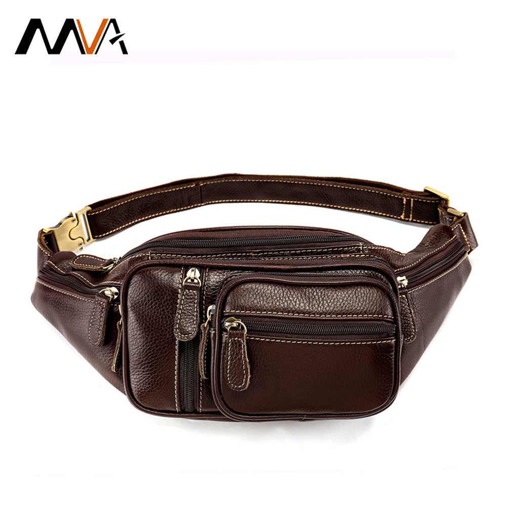 Men's Leather Leisure First Layer Cowhide Slanted Men's Chest Bags
