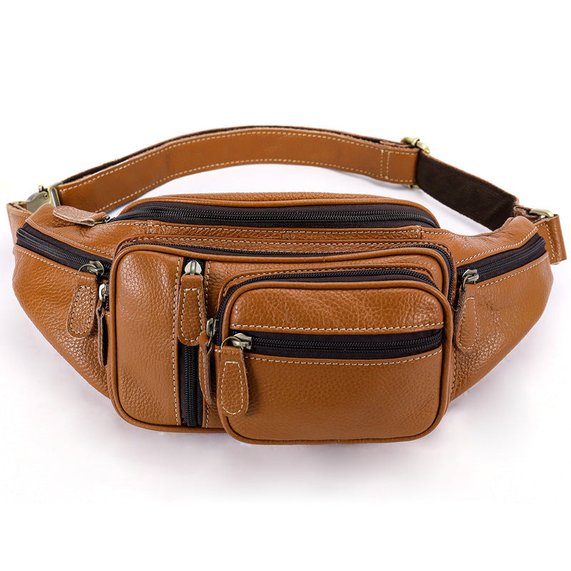 Men's Multifunctional Genuine Leather Crocodile Pattern Men's Waist Packs