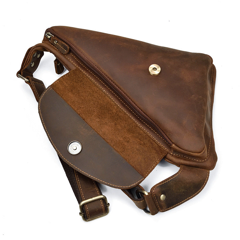 Men's Leather Crazy Horse Vintage Cowhide Men's Chest Bags