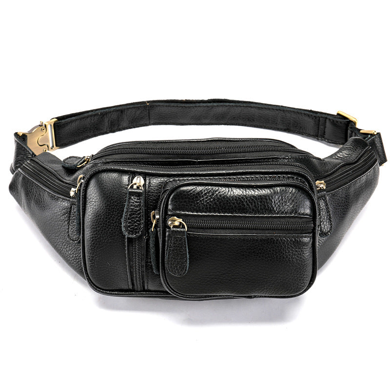 Men's Multifunctional Genuine Leather Crocodile Pattern Men's Waist Packs