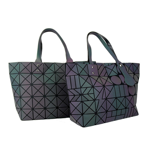 Women's Folding Fashion Geometry Pattern Rhombus Magic Shoulder Bags