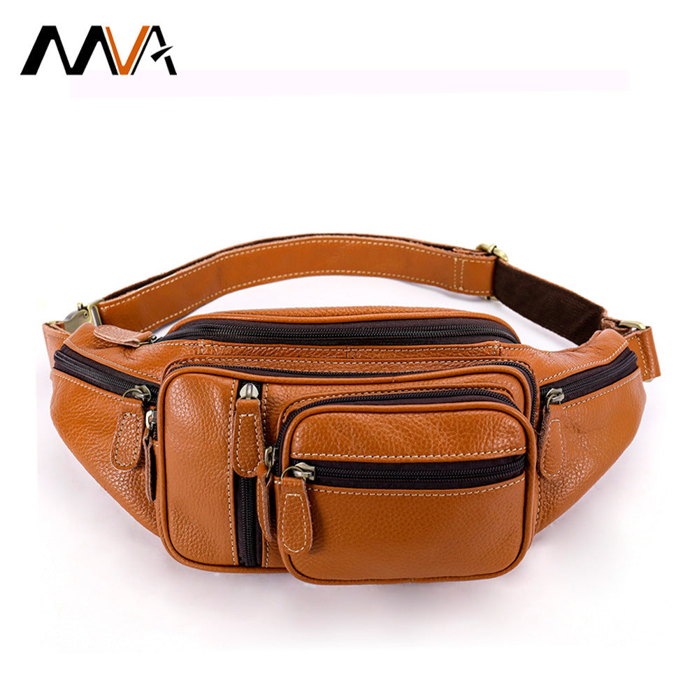Men's Leather Leisure First Layer Cowhide Slanted Men's Chest Bags