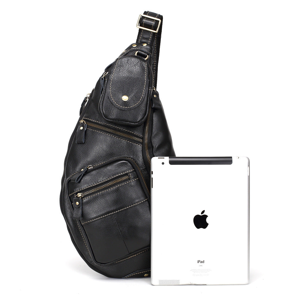 Men's Vintage First Layer Cowhide Handmade Large Men's Chest Bags