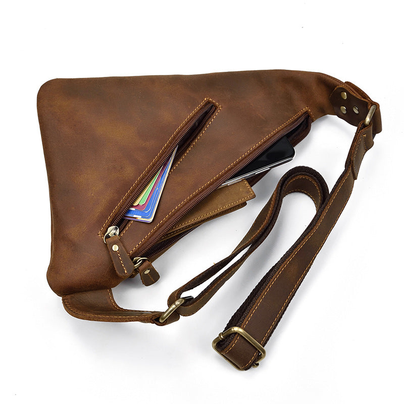 Men's Leather Crazy Horse Vintage Cowhide Men's Chest Bags