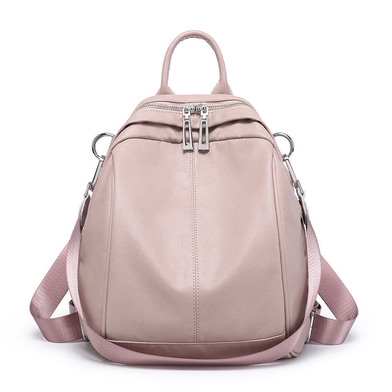 Women's Korean Fashionable Versatile Personality Soft Leather Backpacks