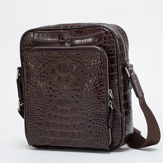 Men's One Zipper Cowhide Business Vertical Men's Shoulder Bags