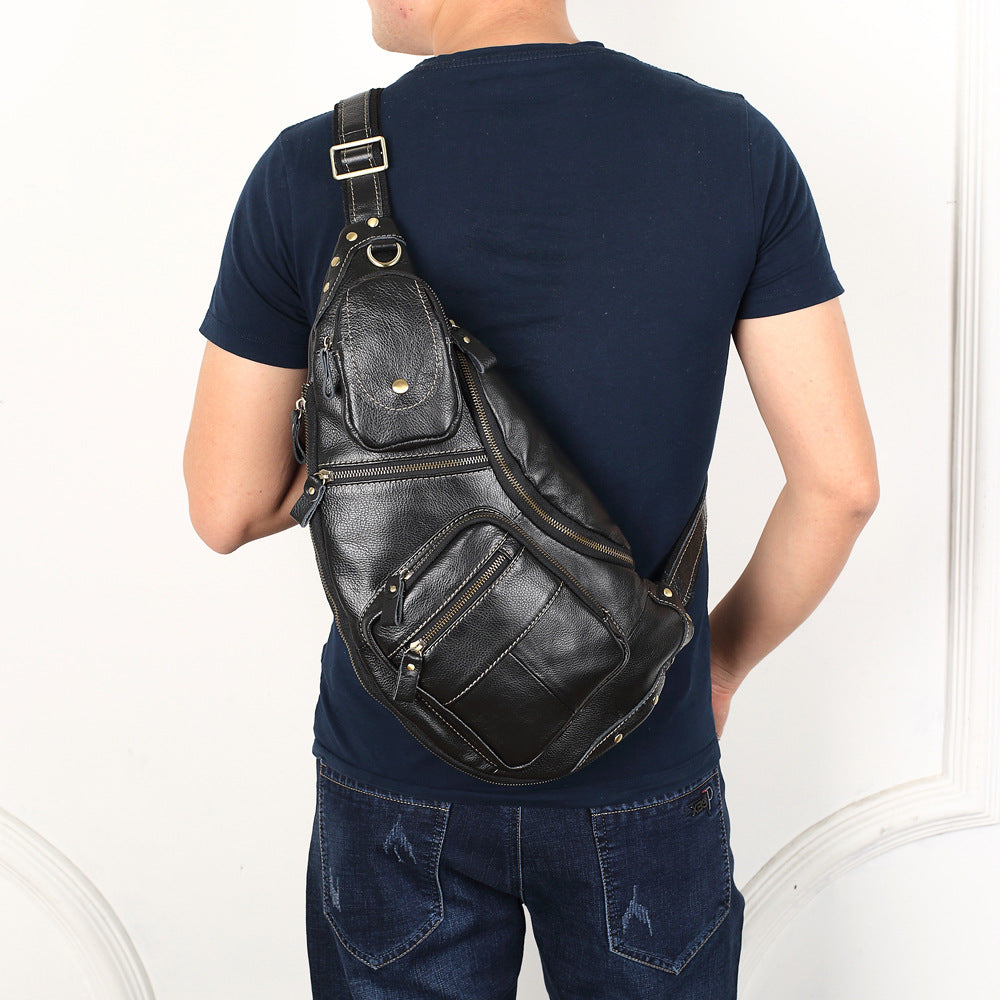 Men's Vintage First Layer Cowhide Handmade Large Men's Chest Bags