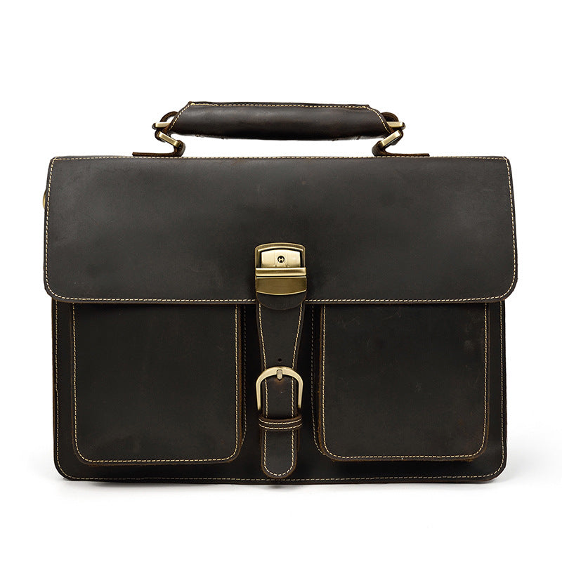 Men's Crazy Horse Leather Vintage First Layer Men's Briefcases