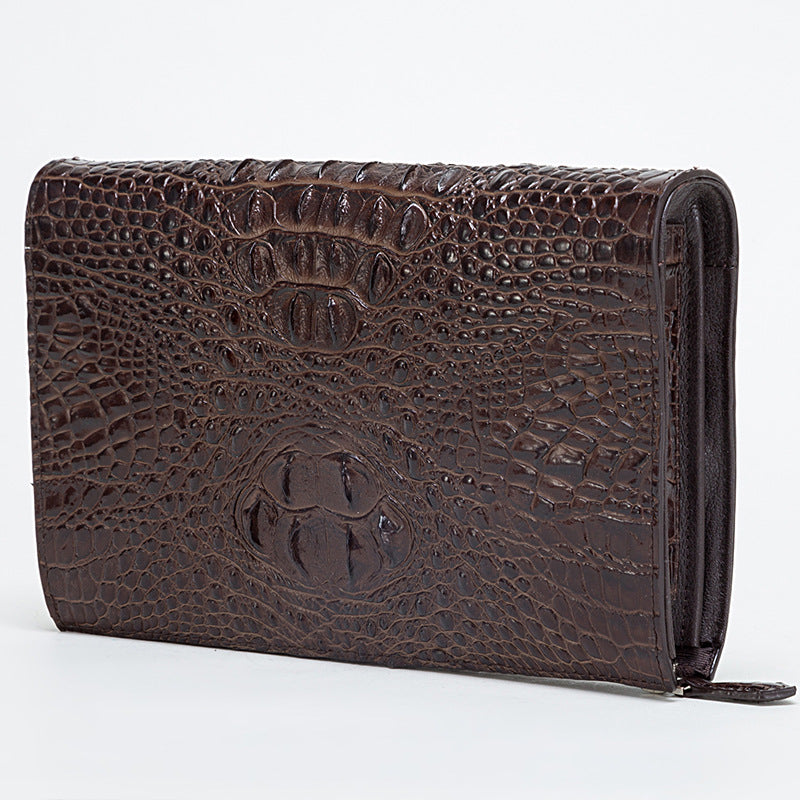 Men's Large Zipper Trendy Embossed Crocodile Pattern Men's Handbags