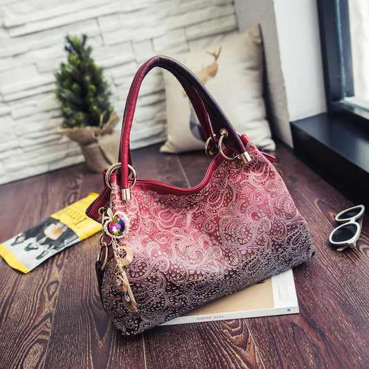Women's Fashion Large Capacity Hollow Peacock Pattern Handbags