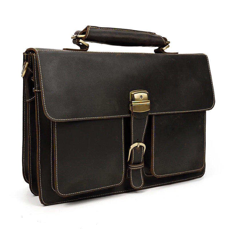 Men's Crazy Horse Leather Vintage First Layer Men's Briefcases