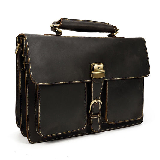 Men's Crazy Horse Leather Vintage First Layer Men's Briefcases