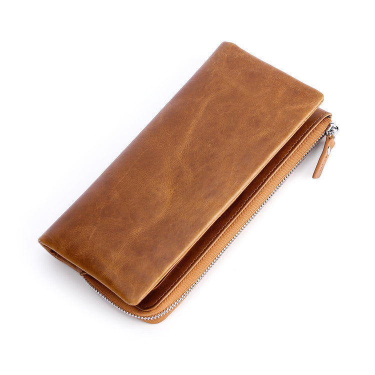 Men's Multifunctional Top Layer Leather Long Bank Card Holder