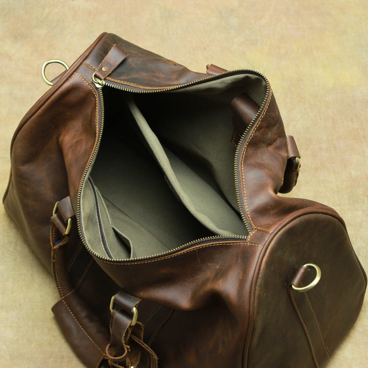 Men's Fashion Retro Portable Crazy Horse Leather Inch Travel Bags
