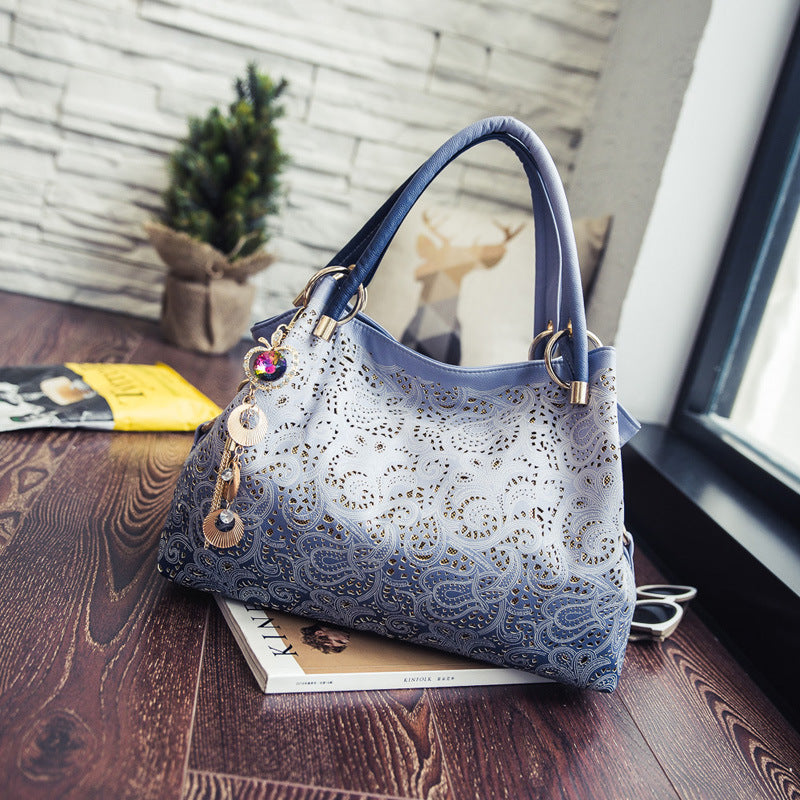 Women's Fashion Large Capacity Hollow Peacock Pattern Handbags