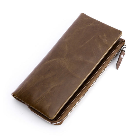 Men's Multifunctional Top Layer Leather Long Bank Card Holder