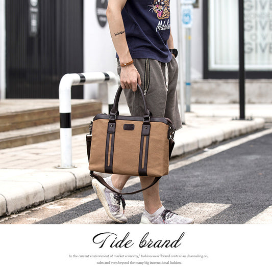 Men's Business Canvas Korean Retro Trendy Computer Men's Messenger Bags