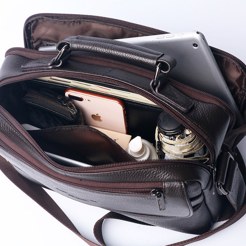 Men's Leather Top Layer Cowhide Business Large Men's Messenger Bags