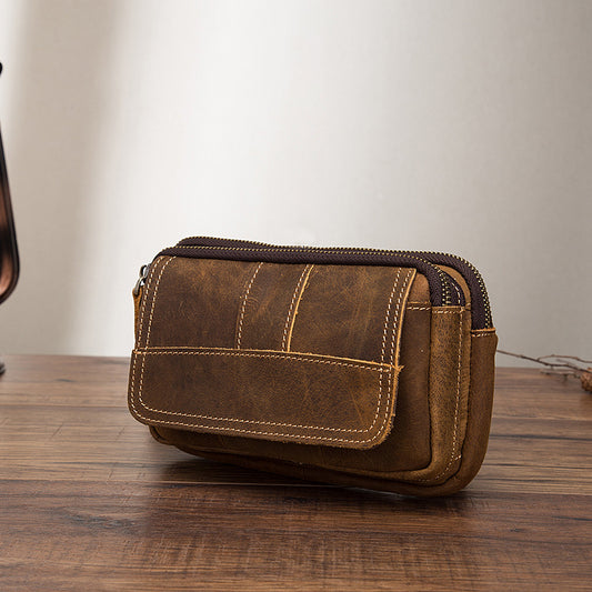 Men's Cowhide Crazy Horse Leather Trendy Cool Bags