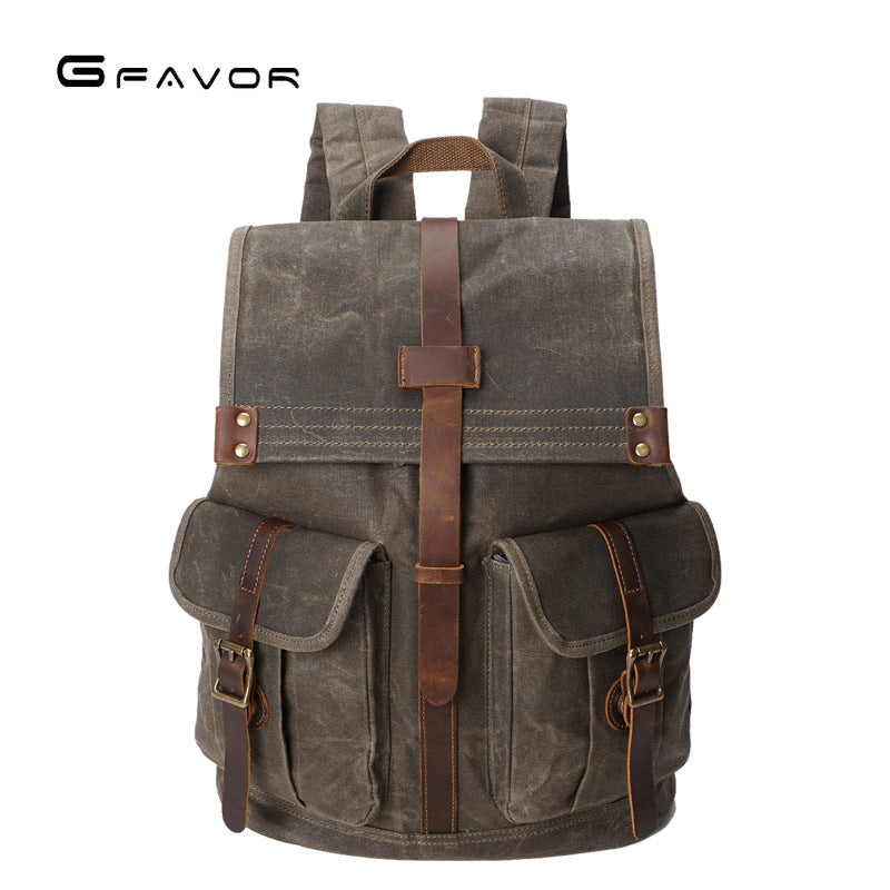 Men's Oil Wax Canvas Vintage Waterproof Backpacks