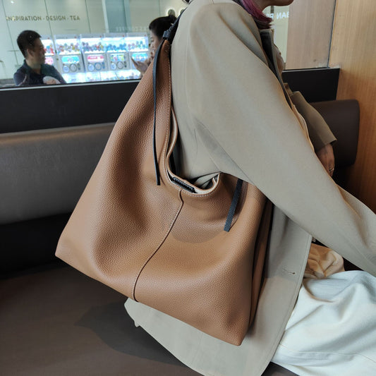 Big Trendy Underarm Design Soft Leather First Tote Bags