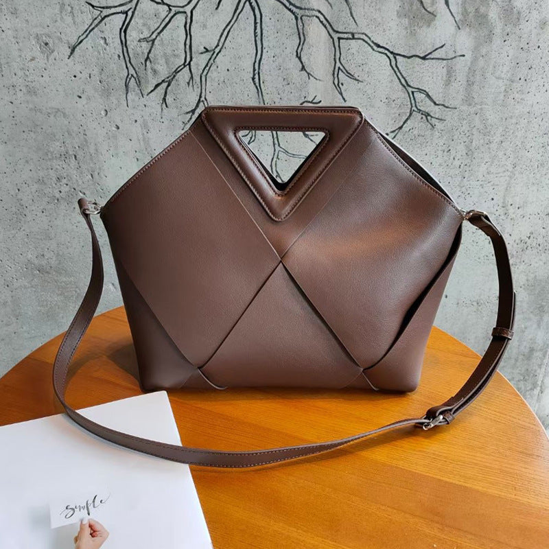 Women's Big Leather Large Capacity Woven Fashion Shoulder Bags