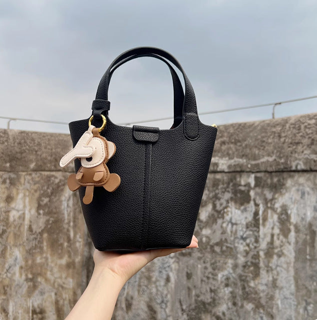 Women's Leather Niche Vegetable Basket Fashion Summer Bucket Bags