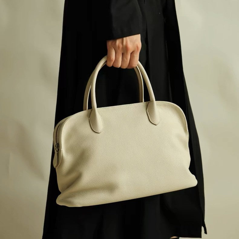 Women's Simple Bowling Top Layer Cowhide Shell Handbags
