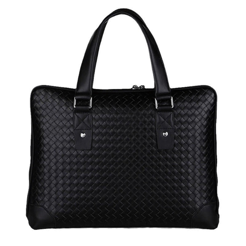 Men's Woven Pattern Business Cowhide Defective Clearance Men's Briefcases