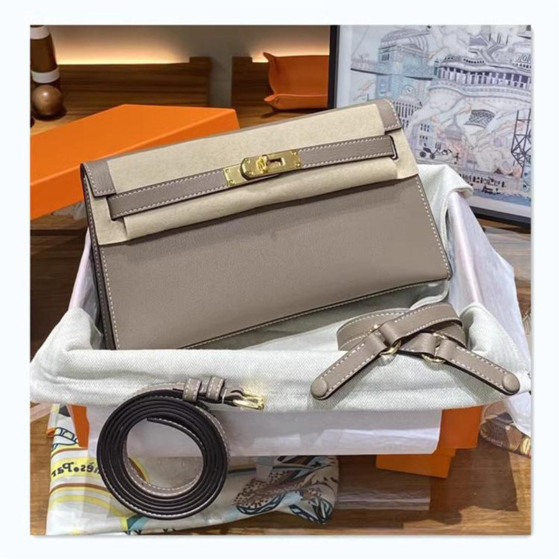 Women's Genuine Leather Clutch Elegant French High-grade Shoulder Bags