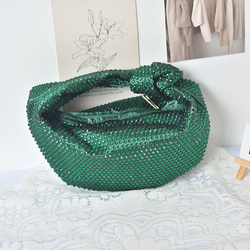 Unique Niche Talk Diamond Knotted Dumpling Emerald Handbags
