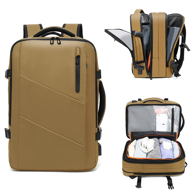 Simple Waterproof Derm Leather Fashion Business Backpacks