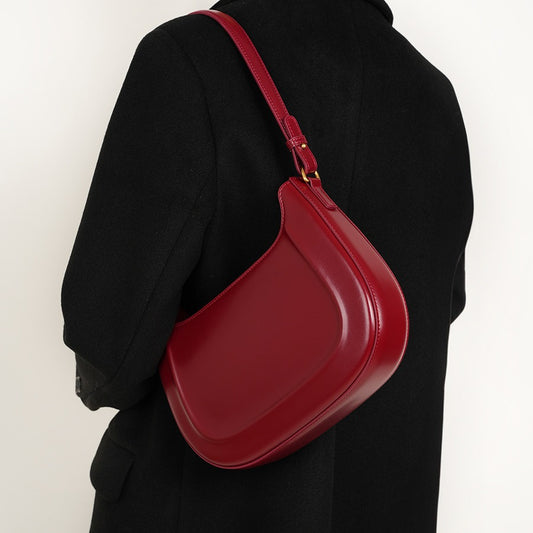 Women's Vintage Saddle Red Wedding Genuine Leather Crossbody Bags