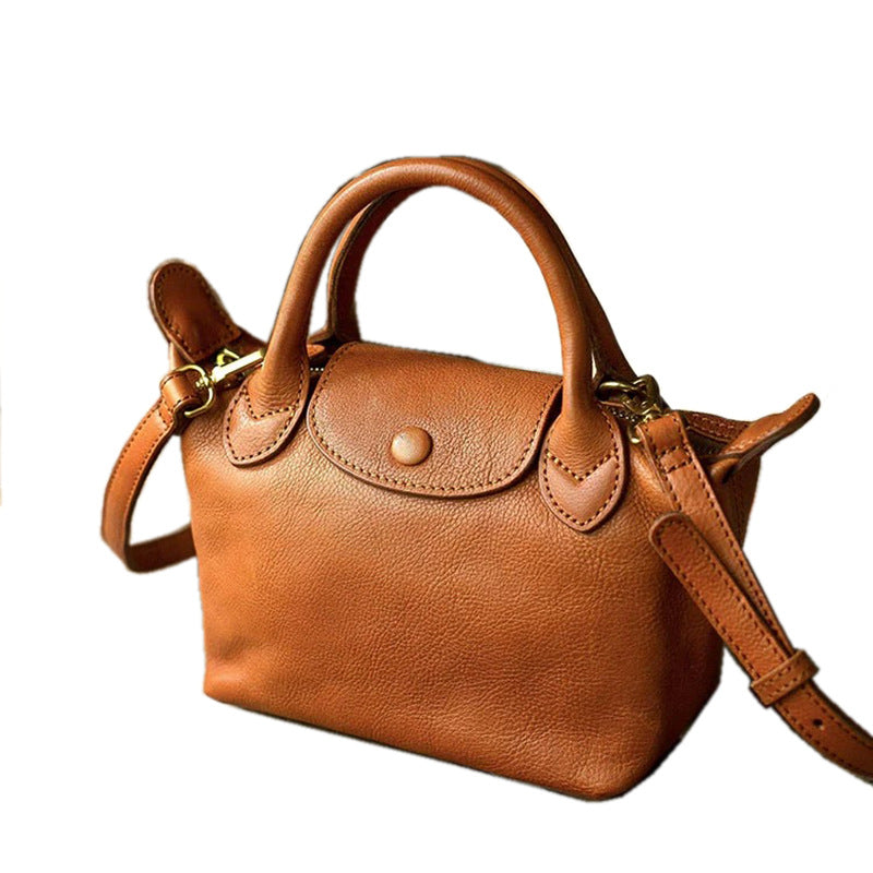 Women's French Minority Flap Dumpling Genuine Leather Crossbody Bags
