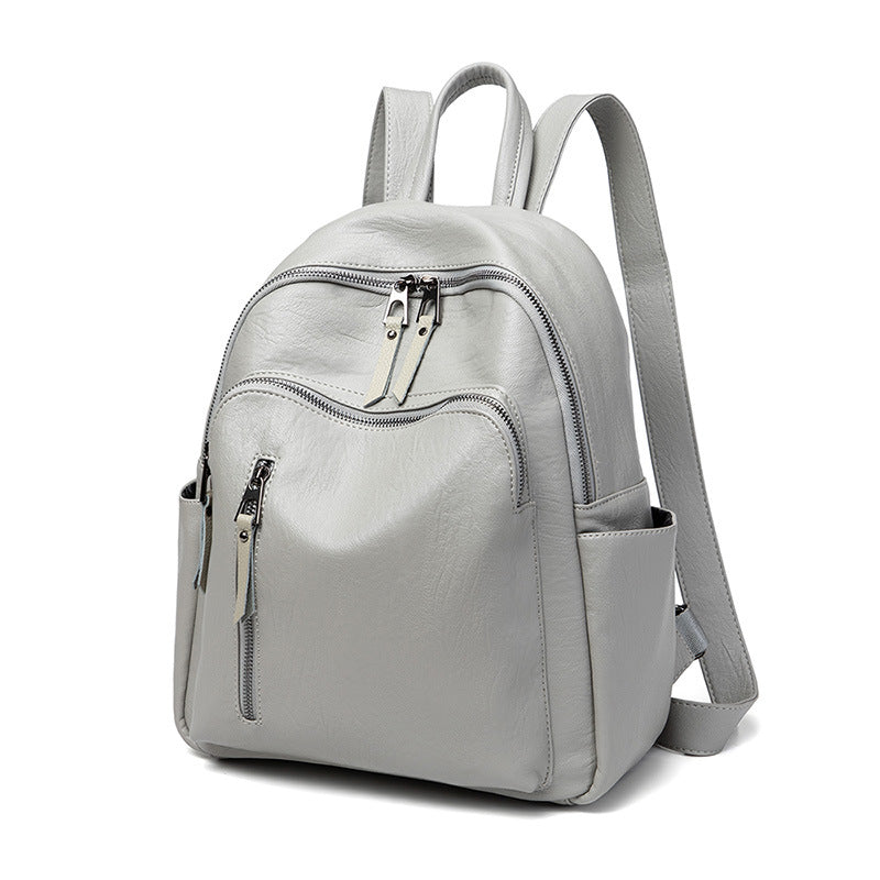 Women's Soft Leather Fashionable Minimalist Preppy Style Backpacks