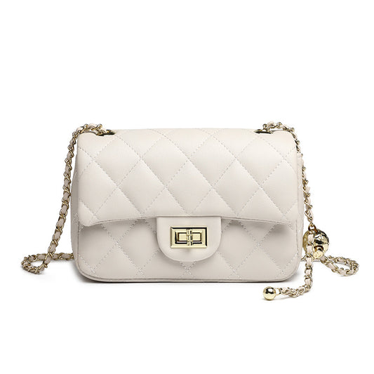 Women's Leather Fat Golden Balls Classic Style Crossbody Bags
