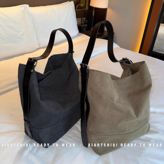 Two-color Show Versatile Canvas Large Capacity Crossbody Bags