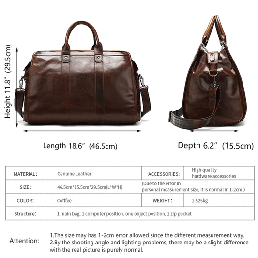 Men's First Layer Cowhide Short-distance Large Capacity Travel Bags
