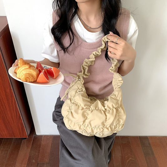 Pleated Puff Cloud Solid Color Fashion Large Shoulder Bags