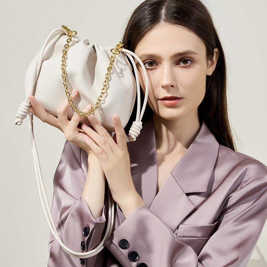 Women's Genuine Leather Lucky Size Cloud Chain Crossbody Bags
