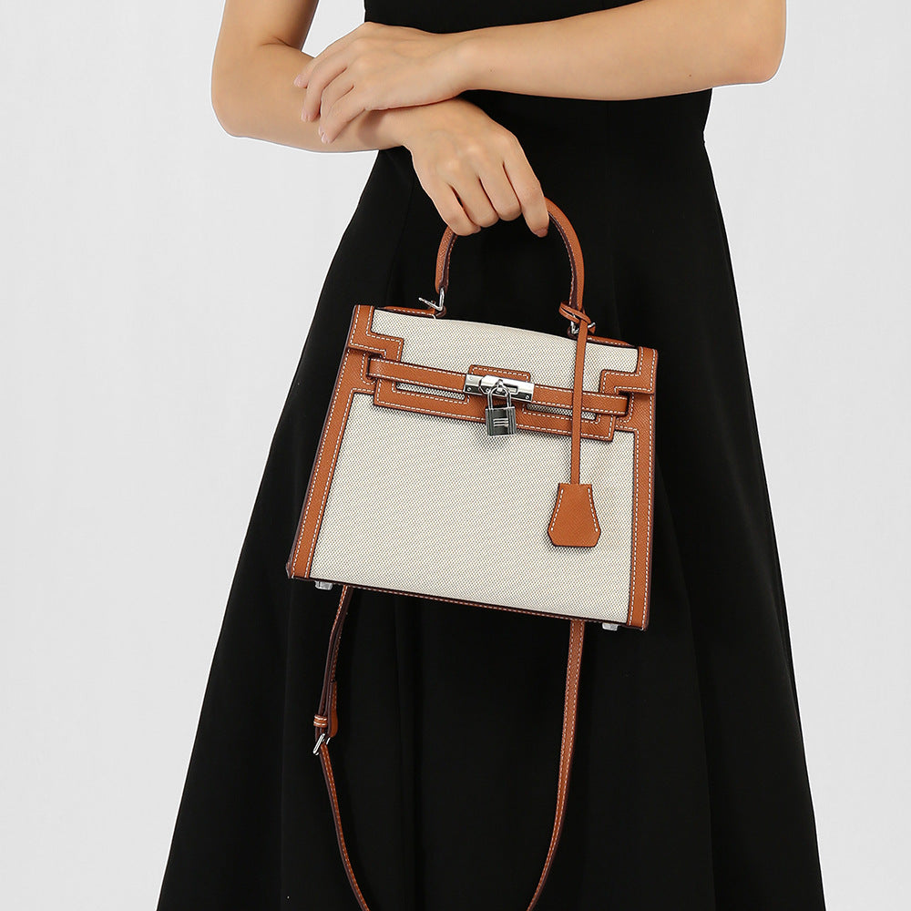 Women's Kelly Large Capacity Soft Leather Linen Handbags