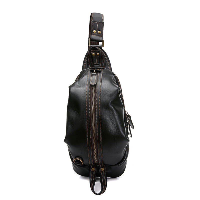 Men's Light Retro Crazy Horse Leather Burden Men's Chest Bags
