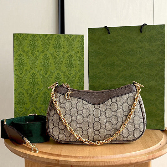 Women's Strawberry Underarm Mahjong Mini Canvas Chain Armpit Bags