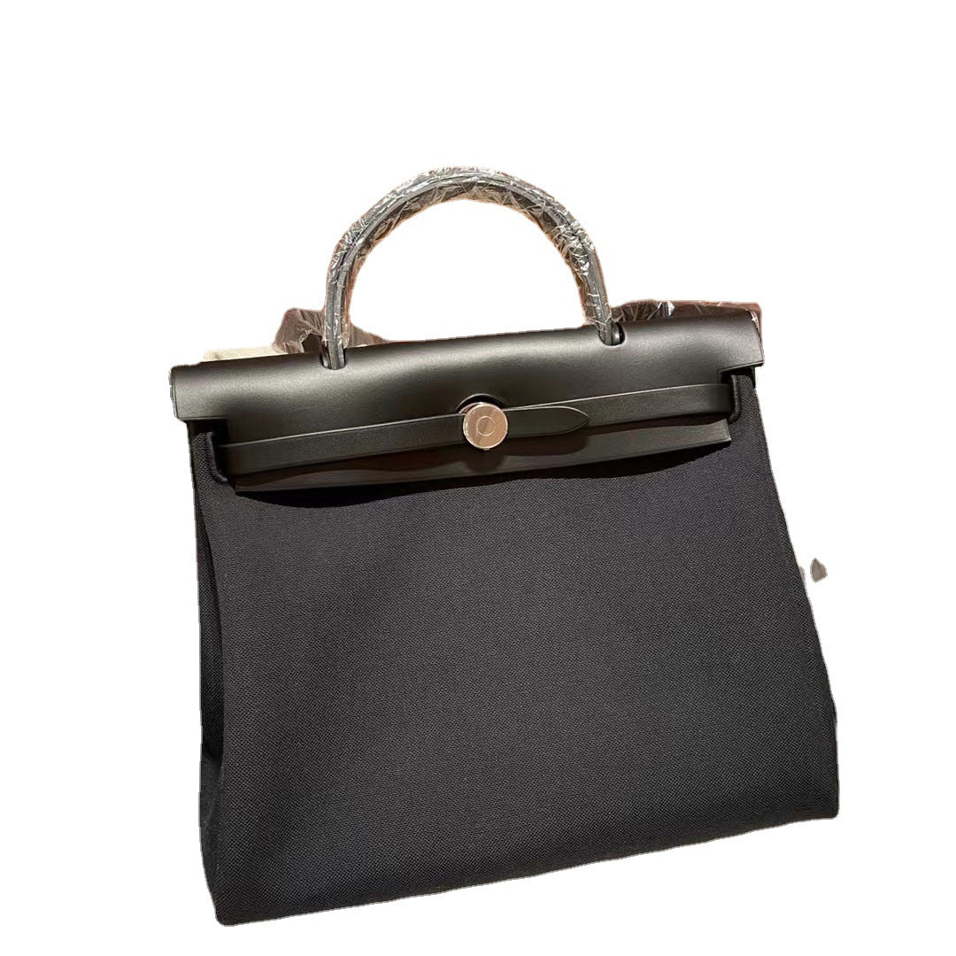 Handmade Wax Line Genuine Leather Inner Seam Tote Bags
