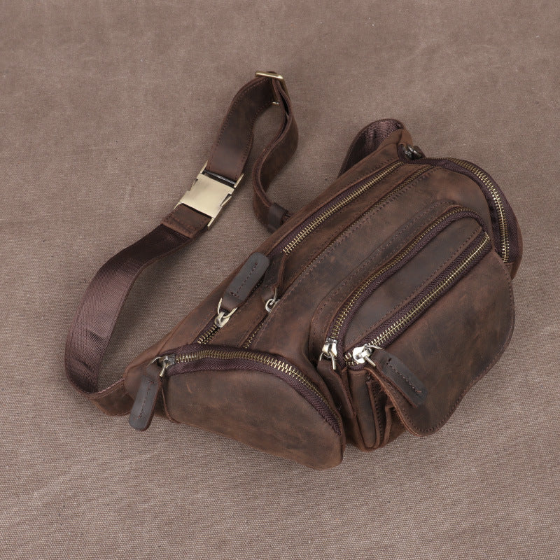 Men's Retro Crazy Horse Leather Genuine Large Men's Waist Packs
