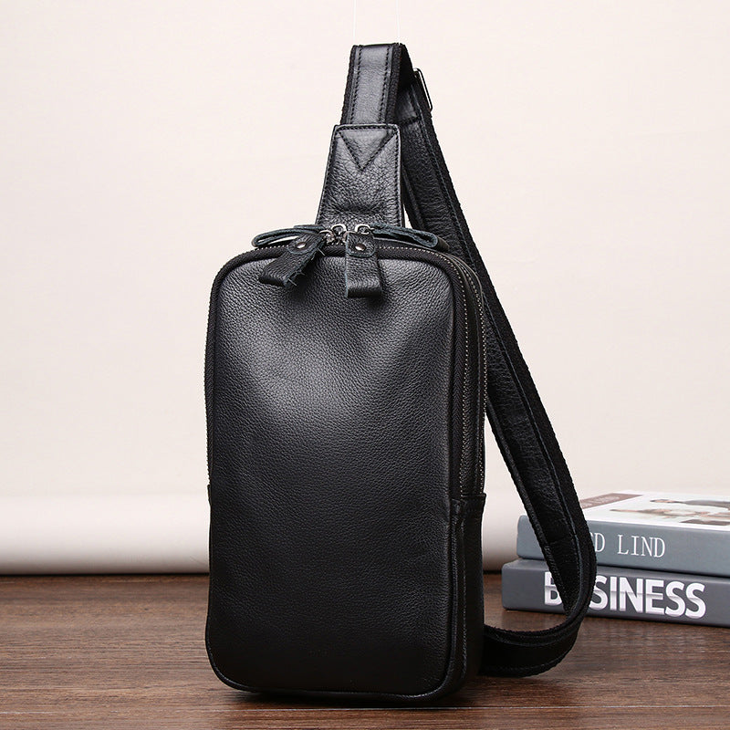Men's Spring Genuine Leather Leisure Cowhide One Men's Chest Bags